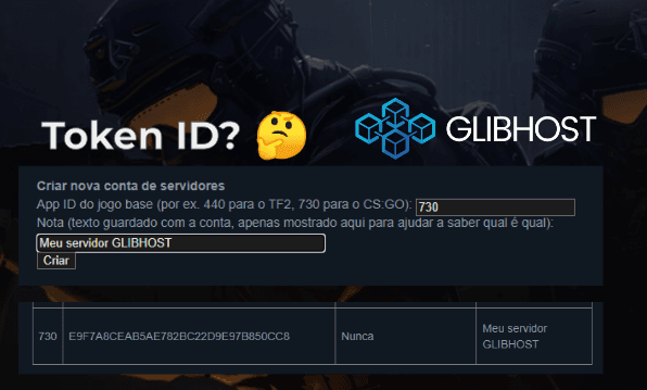 Onde encontrar o meu Steam Account Token para CSGO?