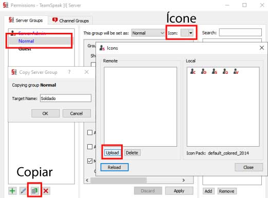 instruções para fazer o grupo com ícone novo no teamspeak